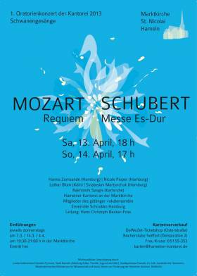 Konzertplakat: Wolfgang Amadeus Mozart: »Requiem«<br />
Franz Schubert: »Es-Dur Messe«