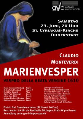 Konzertplakat: Claudio Monteverdi: »Marienvesper«