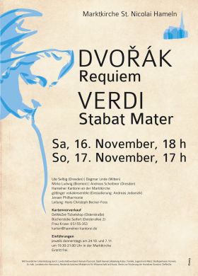 Konzertplakat: Giuseppe Verdi: »Stabat Mater« <br />
Anton Dvorak: »Requiem«