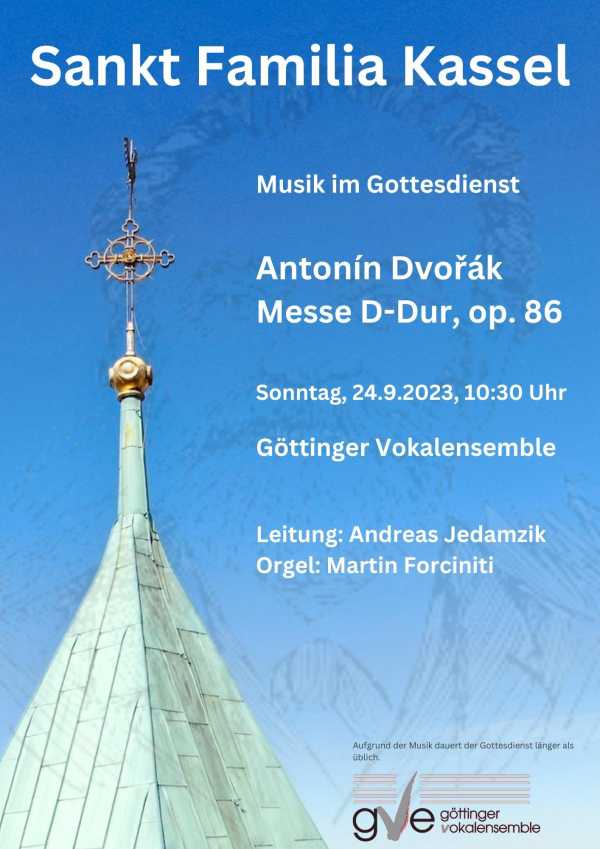 Konzertplakat: Antonín Dvořák - Messe D-Dur (Lužanská mše) op. 86