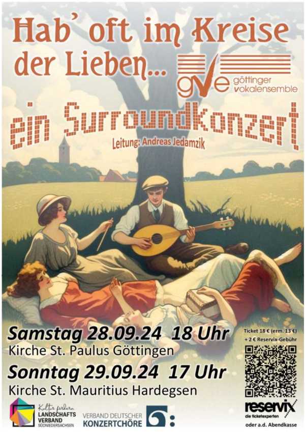 Konzertplakat: „Hab oft im Kreise der Lieben…“ – ein Surroundkonzert 